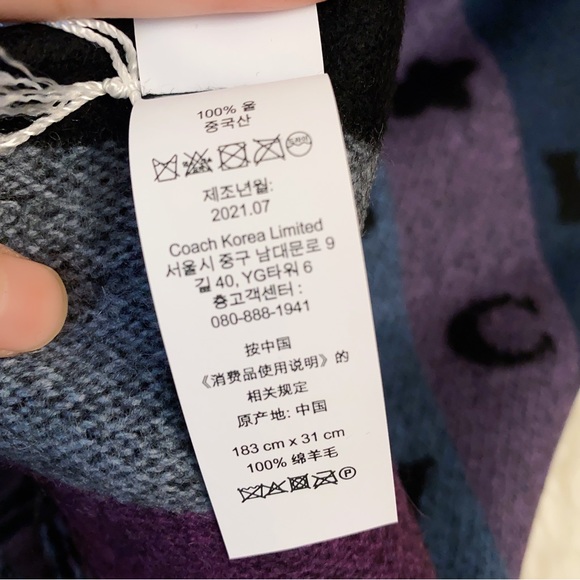 Coach Stars Striped Print wool Muffler/Scarf - Picture 9 of 9